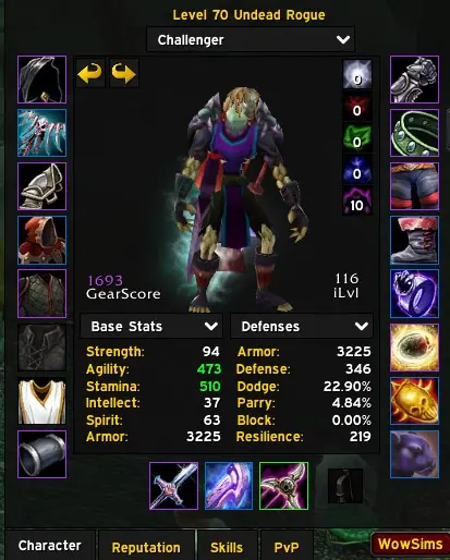 Nightslayer - Undead Rogue 70 ■ S1/S2 Glad Gear ■ 1700 GS ■ JC 375 ■ Mining 375 ■ Fly 60% - World of Warcraft: Classic account screenshot 1