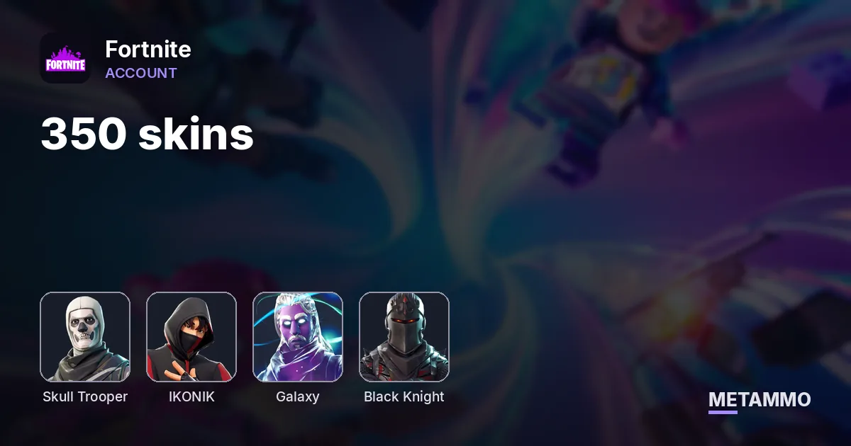 S | 350 skins + OG Skull + Ikonik + Galaxy + Black knight - Fortnite account summary