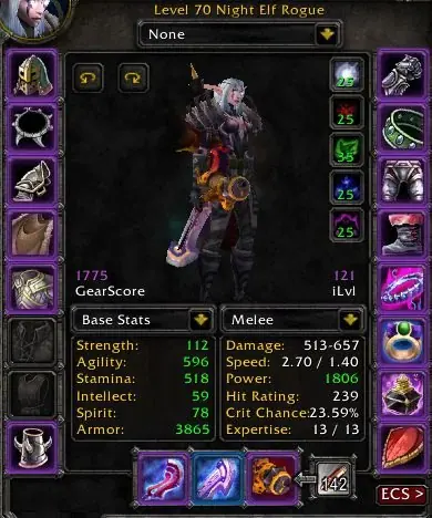 Dreamscythe - Night Elf Rogue 70 ■ GS 1779 ■ Kara/SSC/TK Attuned ■ Eng 350 / Mining 375 ■ - World of Warcraft: Classic account screenshot 1