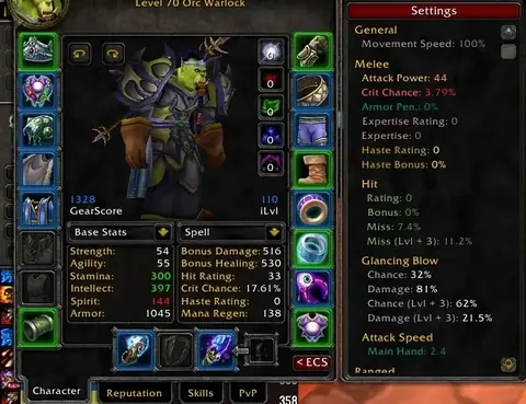 Dreamscythe - Orc Warlock 70 ■ 1332 GS ■ Kara Attuned ■ Fly 225% ■ - World of Warcraft: Classic account screenshot 1