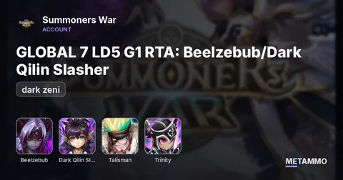 GLOBAL 7 LD5 G1 RTA: Beelzebub/Dark Qilin Slasher (dark zeni)/Hyllus/Kovarci/Light White Tiger Blade Master/Talisman/Trinity