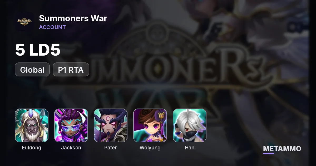 GLOBAL 5 LD5 P1 RTA: Euldong/Jackson/Pater/Wolyung/Han - Summoners War account summary