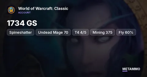 Spineshatter - Undead Mage 70 ■ 1734 GS ■ T4 4/5 ■ Mining 375 ■ Fly 60% ■ Kara Ready