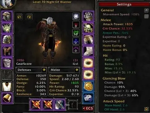 Spineshatter - Night Elf Warrior 64 ■ Fury 1104 GS ■ Rare gear ■ - World of Warcraft: Classic account screenshot 2