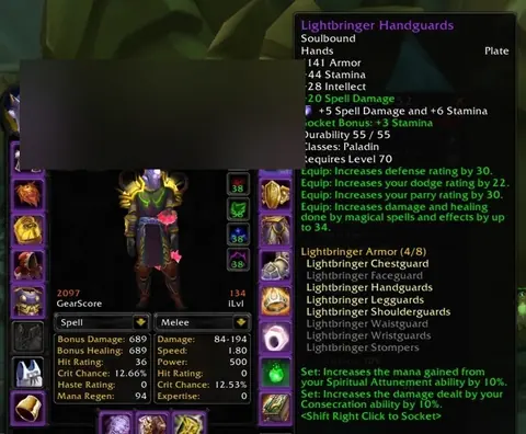 Spineshatter - Blood Elf Paladin 70◈2010 GS◈RET/PROT/HEAL◈FULL A2 PVP RET◈FULL T5/T4◈AP 4k◈ALL ATTUNES◈ - World of Warcraft: Classic account screenshot 2