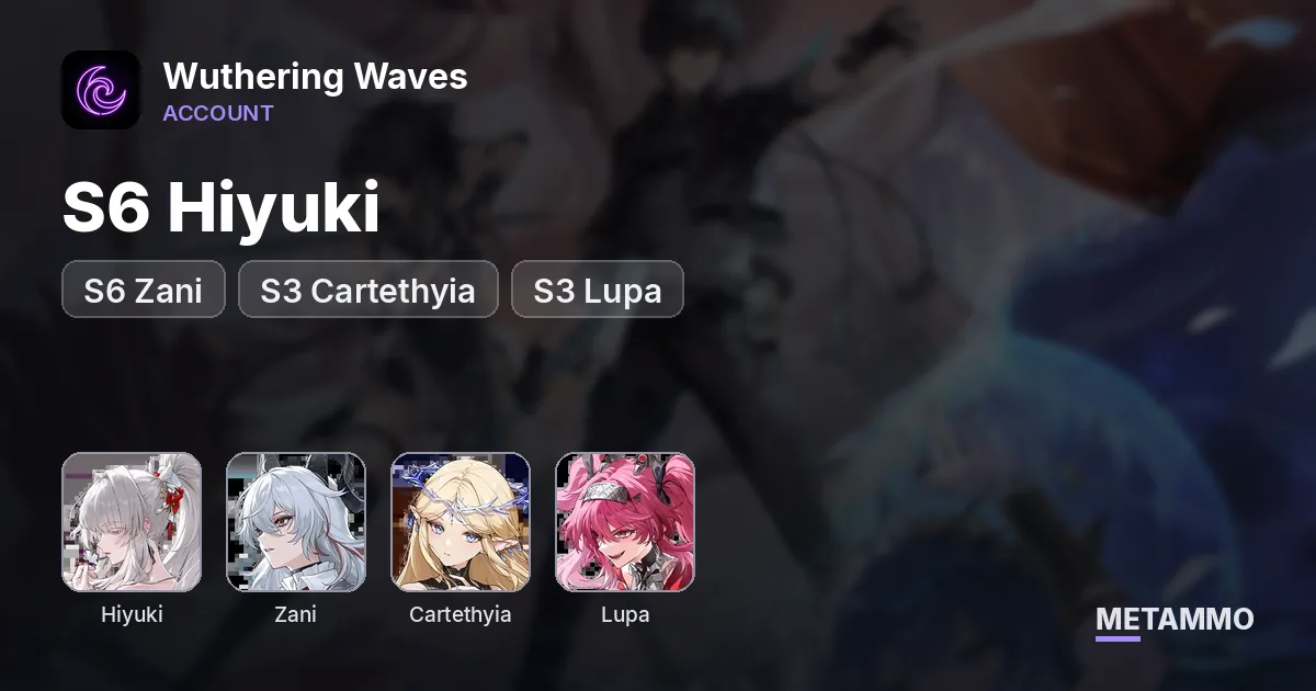 S6 Hiyuki | S6 Zani | S3 Cartethyia | S3 Lupa | Great Gear - Wuthering Waves account summary