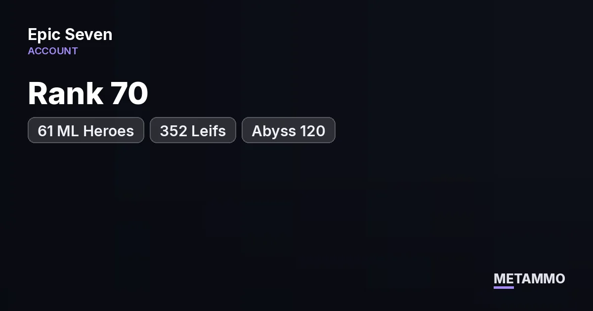 Rank 70 | 61 ML Heroes | 352 Leifs | Abyss 120 - Epic Seven account summary