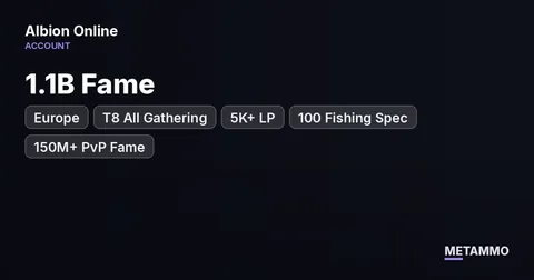 Europe | 1.1B Fame | T8 All Gathering | 5K+ LP | 100 Fishing Spec | 150M+ PvP Fame | Rich Mount Skins