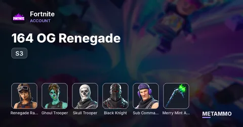164 OG Renegade + OG Ghoul + OG Skull + Black Knight + S3 + Twitch Prime + Minty