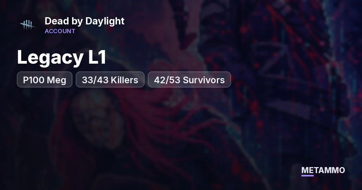 Legacy L1 + P100 Meg | 33/43 Killers | 42/53 Survivors | 2016 - Dead by Daylight account summary