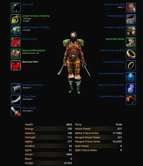 Soulseeker - Human Rogue 60 ■ 668 GS ■ Mining 300 ■ Mount 60% - World of Warcraft: Classic account screenshot 1