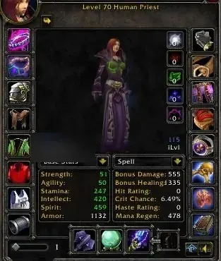 Spineshatter - Human Priest 70 ■ Holy 1499 GS ■ Pre-Raid BiS ■ Kara Attuned - World of Warcraft: Classic account screenshot 1