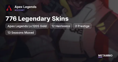 Apex Legends Lv.1205 Gold | 12 Heirlooms | 776 Legendary Skins | 2 Prestige  | 13 Seasons Maxed | Steam Unli