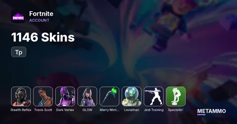 1146 Skins + Stealth Reflex + Travis Scott + Dark Vertex + Glow + Tp + Minty + Leviathan + Jedi Training + Spectatin