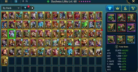 71 LEGENDARIES | 3 MYTHICAL | 2 CATS GAZE RELIC - Raid: Shadow Legends account screenshot 1