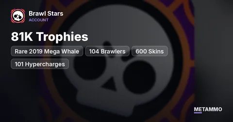 Rare 2019 Mega Whale | 104 Brawlers | 81K Trophies | 600 Skins | 101 Hypercharges