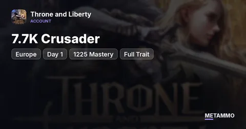 EU | 7.7K Crusader | Day 1 | 1225 Mastery | Full Trait Belt/Cloak/Weapon | 100+ Runes | Greed Necklace