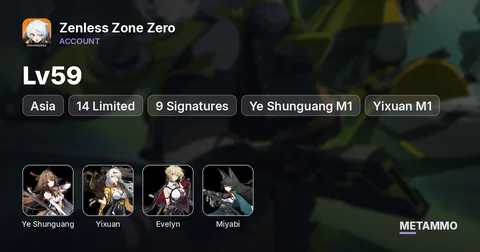 Asia Lv59 | 14 Limited + 9 Signatures | Ye Shunguang M1 | Yixuan M1 | Evelyn M1 | Miyabi + Sign
