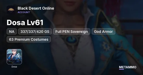 NA Dosa Lv61+ | 337/337/420 GS | Full PEN Sovereign + God Armor | 63 Premium Costumes | 137K Crons