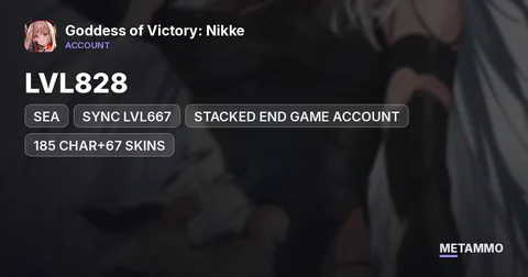 SEA, LVL828, SYNC LVL667, FULL COLLAB, FULL LIMITED NIKKE, STACKED END GAME ACCOUNT, 185 CHAR+67 SKINS