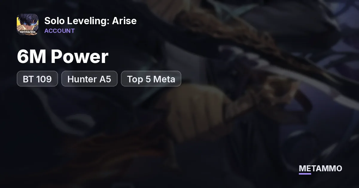 6M Power | BT 109 | Hunter A5 | Top 5 Meta - Solo Leveling: Arise account summary