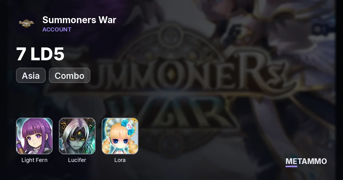Asia 7LD Light Fern | Lucifer Lora Combo - Summoners War account summary