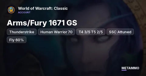 Thunderstrike - Human Warrior 70 ■ Arms/Fury 1671 GS ■ T4 3/5 T5 2/5 ■ SSC Attuned ■ Fly 60%