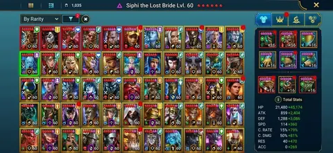 6 Mythics | 207 Legendaries | 21M Power | Siphi 474 Spd | Predator Alaz Titus Vestele - Raid: Shadow Legends account screenshot 1