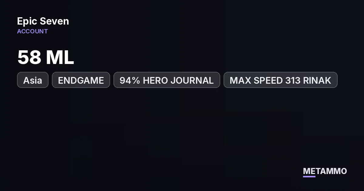 ENDGAME ASIA | 58 ML | 94% HERO JOURNAL | MAX SPEED 313 RINAK - Epic Seven account summary