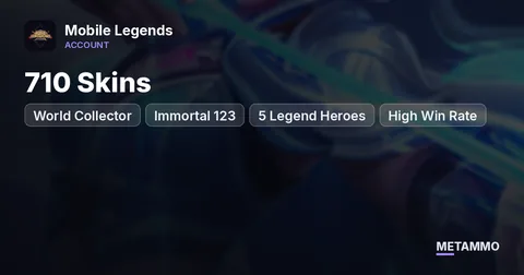 World Collector | 710 Skins | Immortal 123 | 5 Legend Heroes | High Win Rate