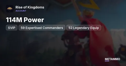 114M Power | SVIP | 59 Expertised Commanders | 52 Legendary Equip