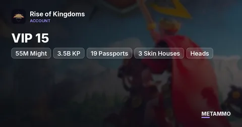55M Might | 3.5B KP | VIP 15 | 19 Passports | 3 Skin Houses | Heads | 7.9K Gems