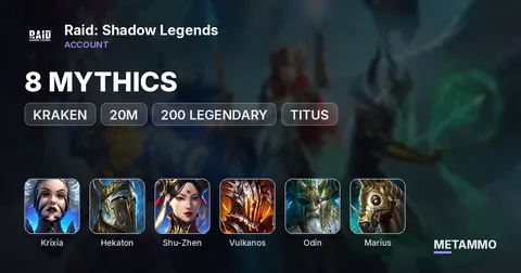 KRAKEN | 20M | 8 MYTHICS | 200 LEGENDARY | KRIXIA, HEKATON, SHU ZHEN, VULKANOS, TITUS, ODIN, MARIUS