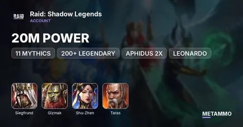 20M POWER | 11 MYTHICS | 200+ LEGENDARY | SIEGFRUND, GIZMAK, APHIDUS 2X, SHU ZHEN, TARAS, LEONARDO