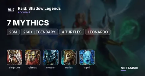 23M | 7 MYTHICS | 260+ LEGENDARY | SIEGFRUND, GIZMAK, 4 TURTLES, PREDATOR, MARIUS, SIPHI, LEONARDO