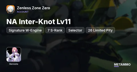 NA Inter-Knot Lv11 | Remielle M2 + Signature W-Engine | 7 S-Rank | Selector | 26 Limited Pity