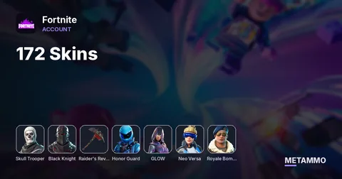 172 Skins | OG Skull | Black Knight | Raiders Revenge | Honor Guard | Glow | Neo Versa | Royale Bomber