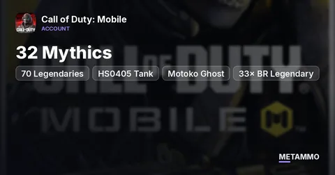32 Mythics | 70 Legendaries | HS0405 Tank | Motoko Ghost | 33× BR Legendary