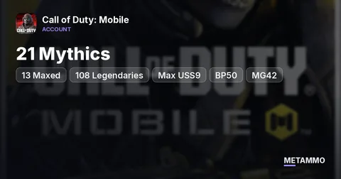 21 Mythics | 13 Maxed | 108 Legendaries | Max USS9 | BP50 | 117 | MG42 | Type 19