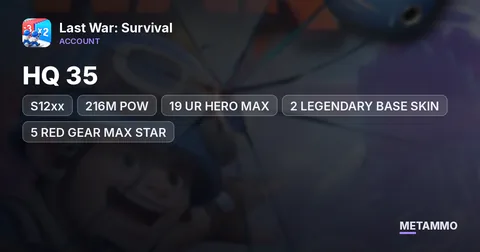 S12xx | HQ 35 | 216M POW | 19 UR HERO MAX | 2 LEGENDARY BASE SKIN | 5 RED GEAR MAX STAR