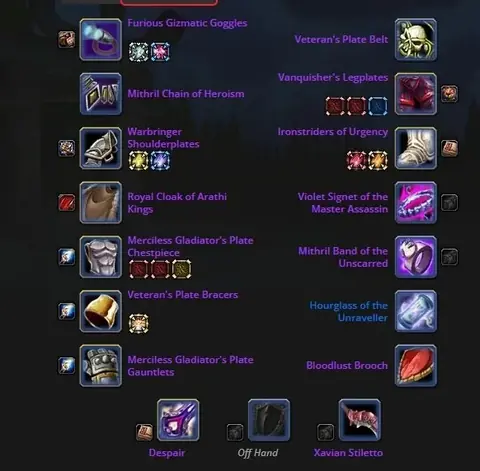 Thunderstrike - Night Elf Warrior 70 ■ DPS/Prot 1704 GS ■ PvP Gear - World of Warcraft: Classic account screenshot 2