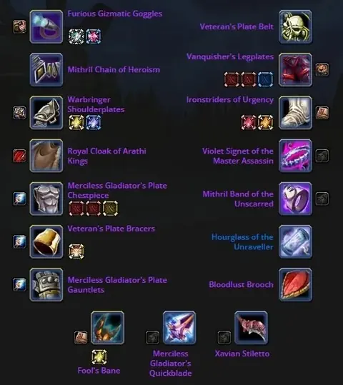 Thunderstrike - Night Elf Warrior 70 ■ DPS/Prot 1704 GS ■ PvP Gear - World of Warcraft: Classic account screenshot 3