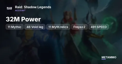 32M Power | 11 Mythic | 46 Void leg | 11 Myth relics | Freya+2 - 491 SPEED | All endgame