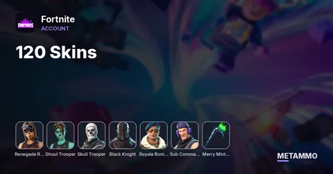 120 Skins + OG Renegade + OG Ghoul + OG Skull + Black Knight + Royal Bomber + Twitch prime + Minty axe