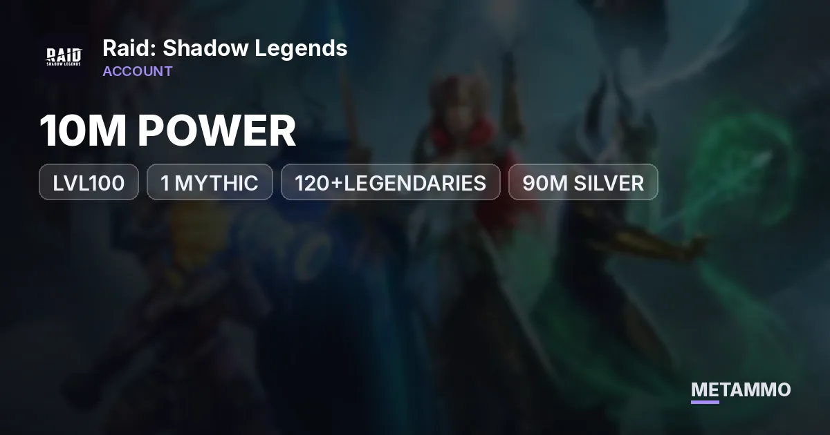 10M POWER, LVL100, 1 MYTHIC, 120+LEGENDARIES, 90M SILVER - Raid: Shadow Legends account summary