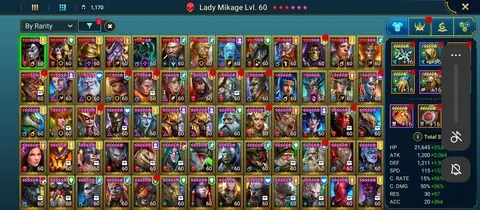 10M POWER, LVL100, 1 MYTHIC, 120+LEGENDARIES, 90M SILVER - Raid: Shadow Legends account screenshot 1