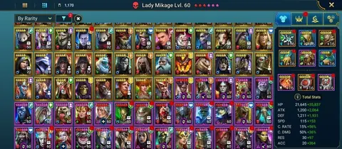 10M POWER, LVL100, 1 MYTHIC, 120+LEGENDARIES, 90M SILVER - Raid: Shadow Legends account screenshot 3