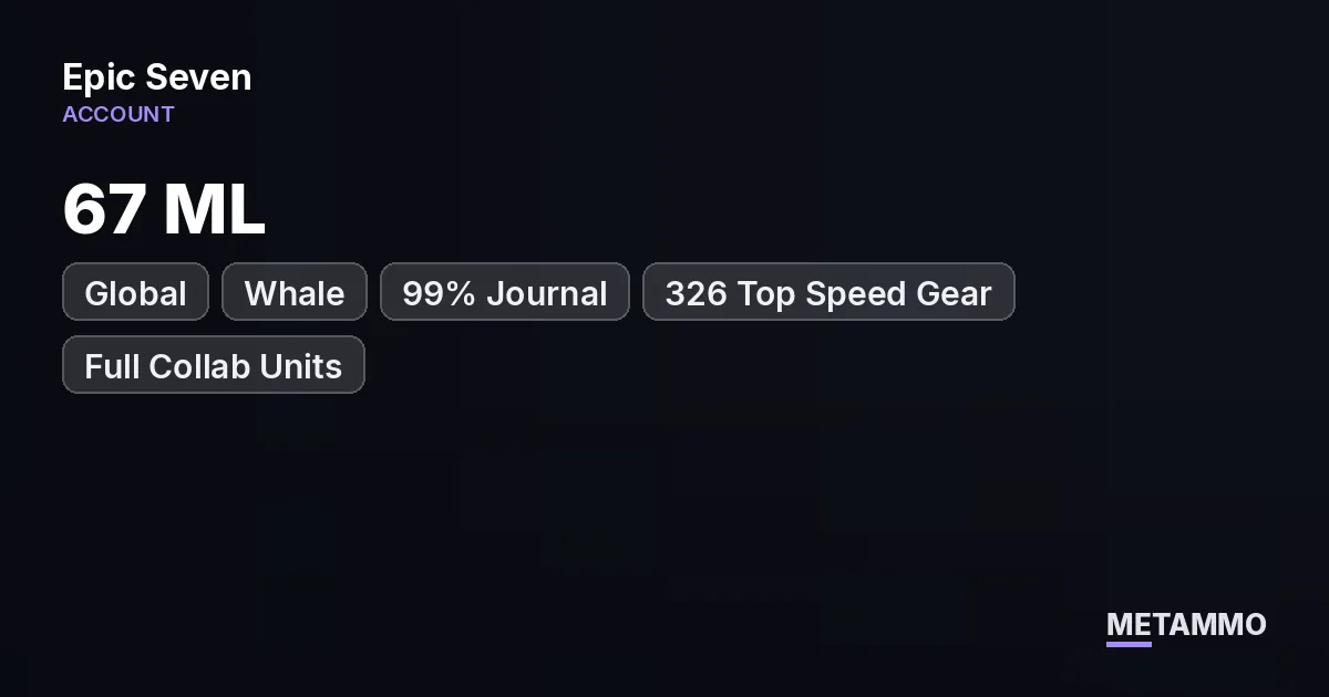 Global Whale | 67 ML | 99% Journal | 326 Top Speed Gear | Full Collab Units - Epic Seven account summary