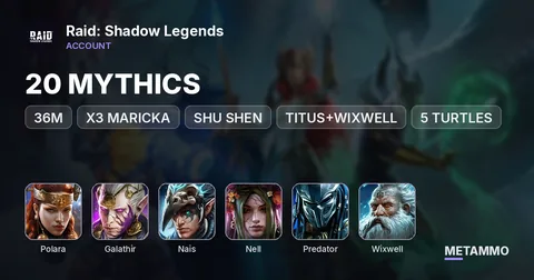 36M | 20 MYTHICS | POLARA, GALATHIR, NAIS, NELL, X3 MARICKA, SHU SHEN, PREDATOR, TITUS+WIXWELL, 5 TURTLES