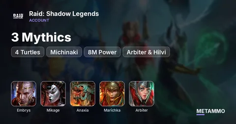 3 Mythics - Embrys, Mikage, Anaxia | 4 Turtles + Marichka + Michinaki | 8M Power | Arbiter & Hilvi
